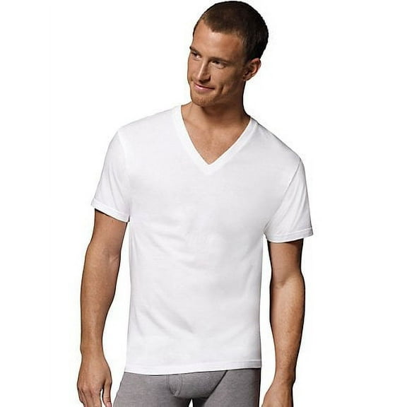 Hanes Men's ComfortBlend White V-Necks Shirts, 3 Pack
