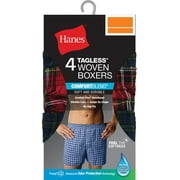 Hanes Mens ComfortBlend Woven Boxer, 4 Pack