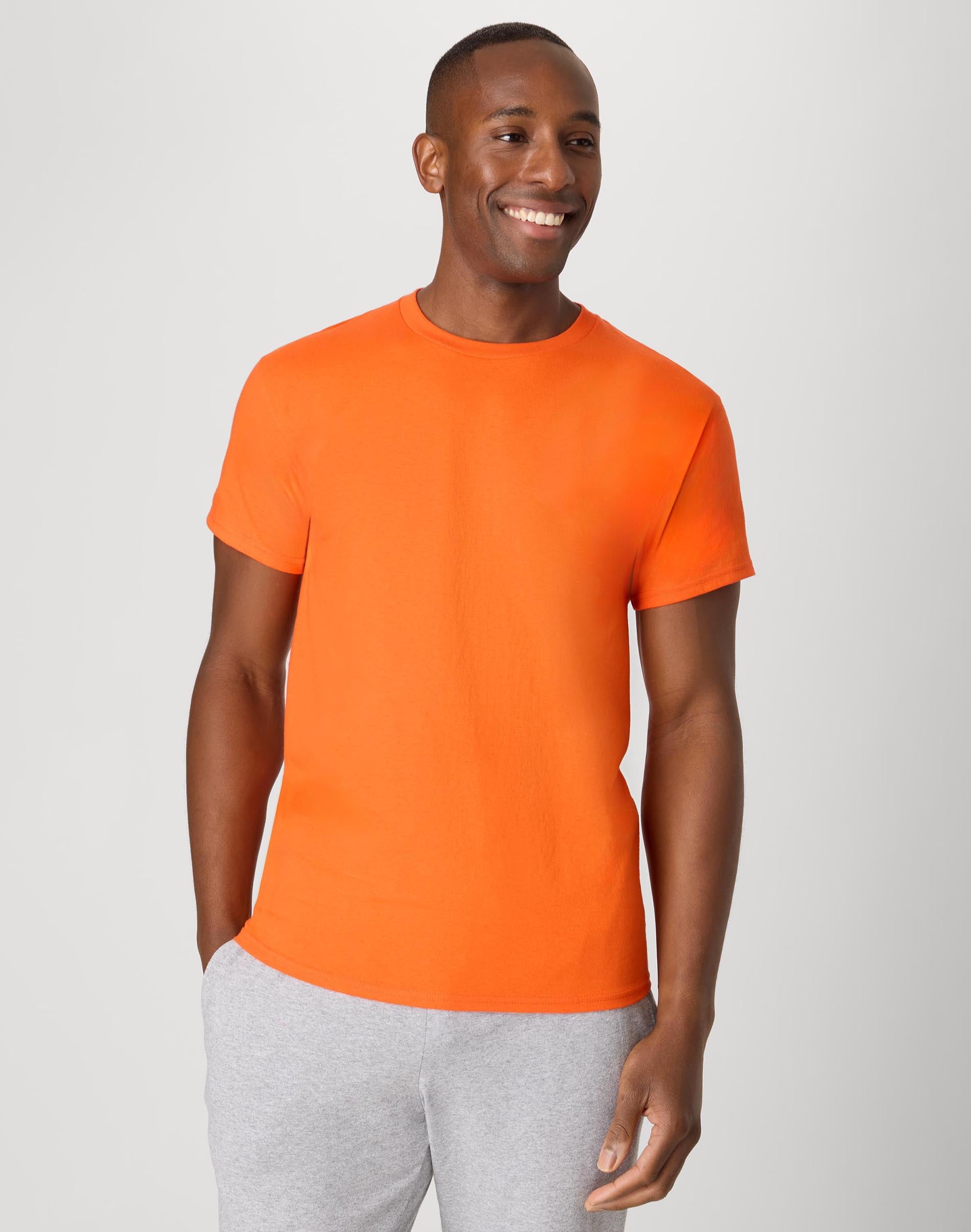 Hanes Essentials Men's Cotton T-Shirt, Value 4-Pack Orange S