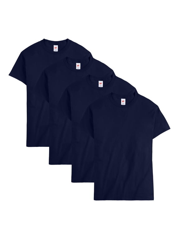Men Crew neck T-Shirt 4-Pack ComfortSoft 100% Cotton Heavyweight Tee Plain