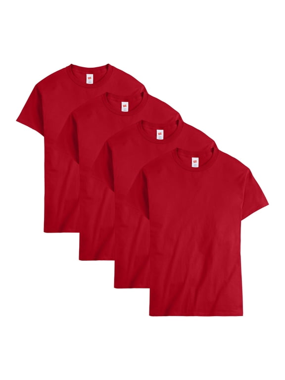Men Crew neck T-Shirt 4-Pack ComfortSoft 100% Cotton Heavyweight Tee Plain