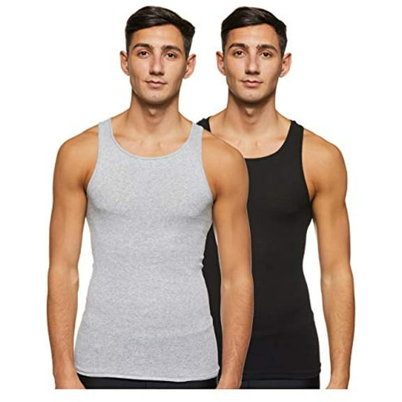 Hanes Men's ComfortSoft Moisture Wicking Tagless Tank Undershirts-Multipacks, Assorted 2-Pack, Small