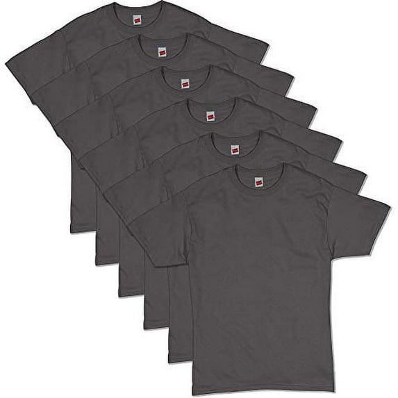 Hanes Men's ComfortSoft Short Sleeve T-Shirt 6 Pack, Smoke Gray, 2XL