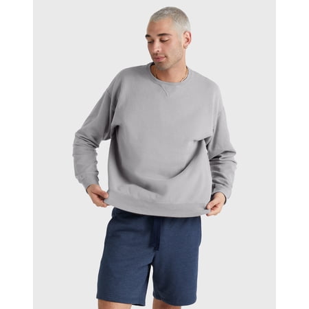 Hanes Unisex Garment Dyed Fleece Sweatshirt Concrete Gray XL