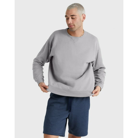 Hanes Unisex Garment Dyed Fleece Sweatshirt Concrete Gray L