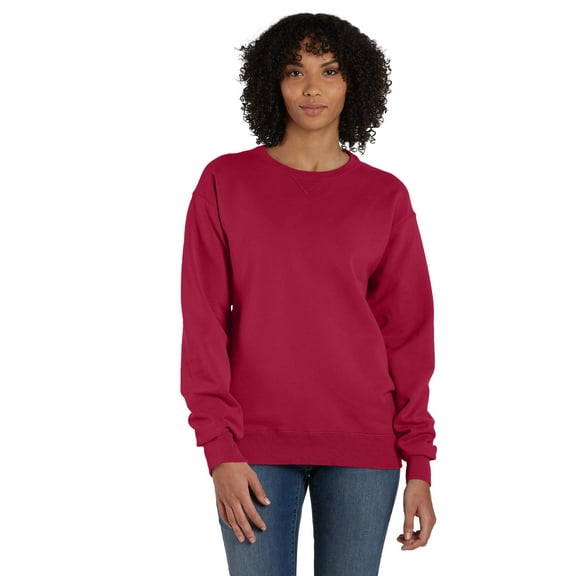 Hanes Unisex Garment Dyed Fleece Sweatshirt Crimson Fall L