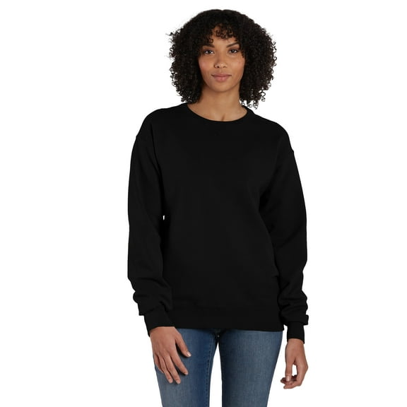 Hanes Unisex Garment Dyed Fleece Sweatshirt Black XL
