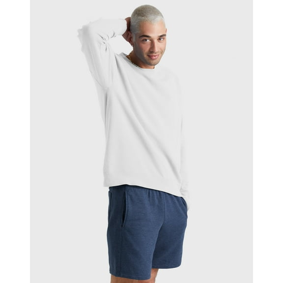 Hanes Unisex Garment Dyed Fleece Sweatshirt White S