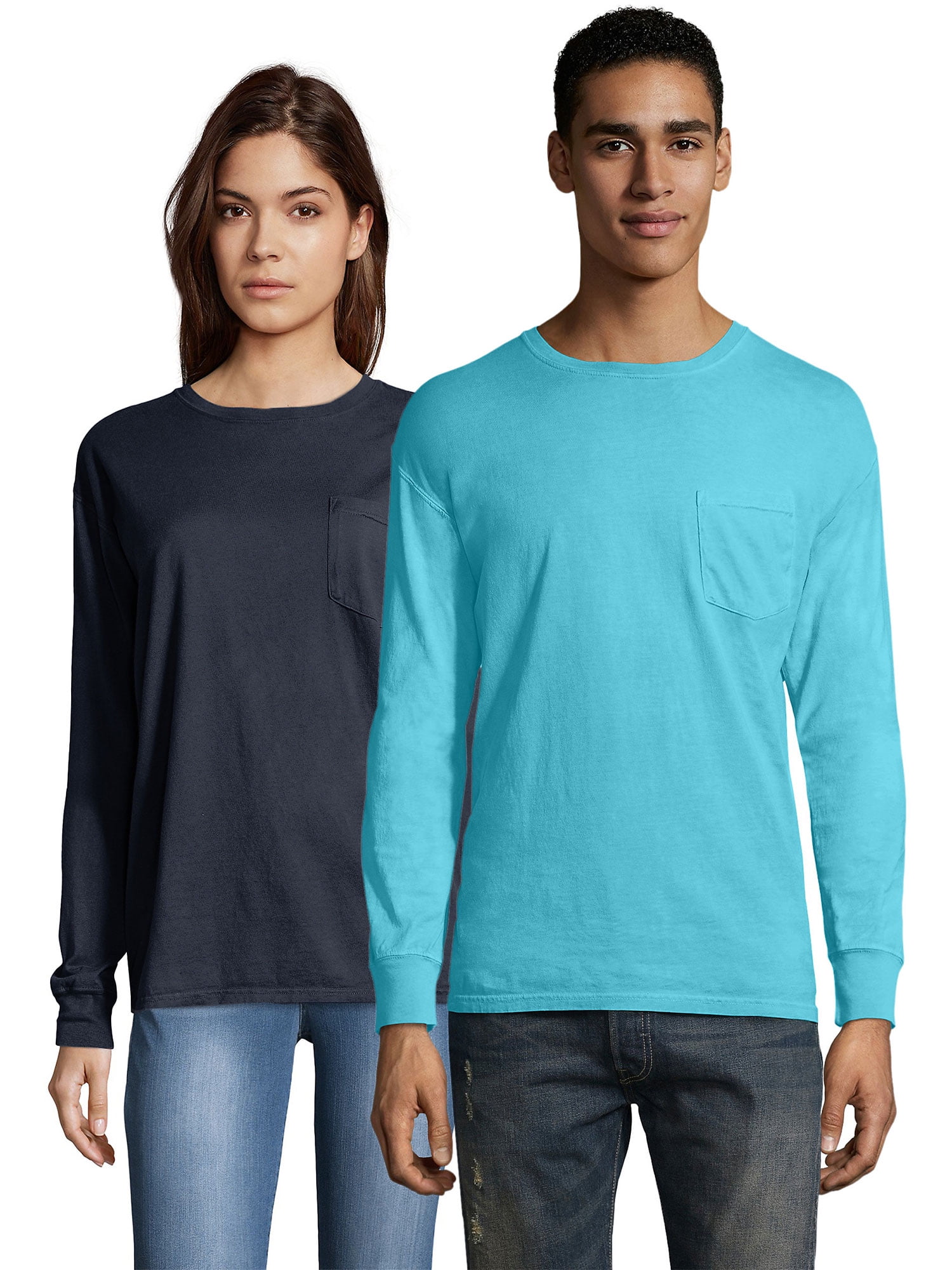 GDH250 Garment-Dyed Long-Sleeve T-Shirt with Pocket ComfortWash by Hanes Anchor slate-S