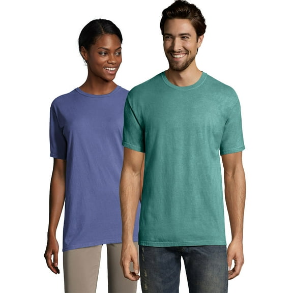 Hanes T-Shirt Unisex Garment Dyed Cotton Short Sleeve Tee Crewneck S-3XL