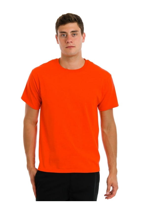Men's Comfortblend Short Sleeve 50/50 Crewneck T-Shirt, Orange, Large