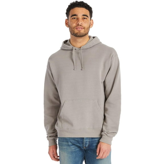 Hanes Men's Comfortwash Garment Dyed Hoodie Sweatshirt, Concrete Gray, Large