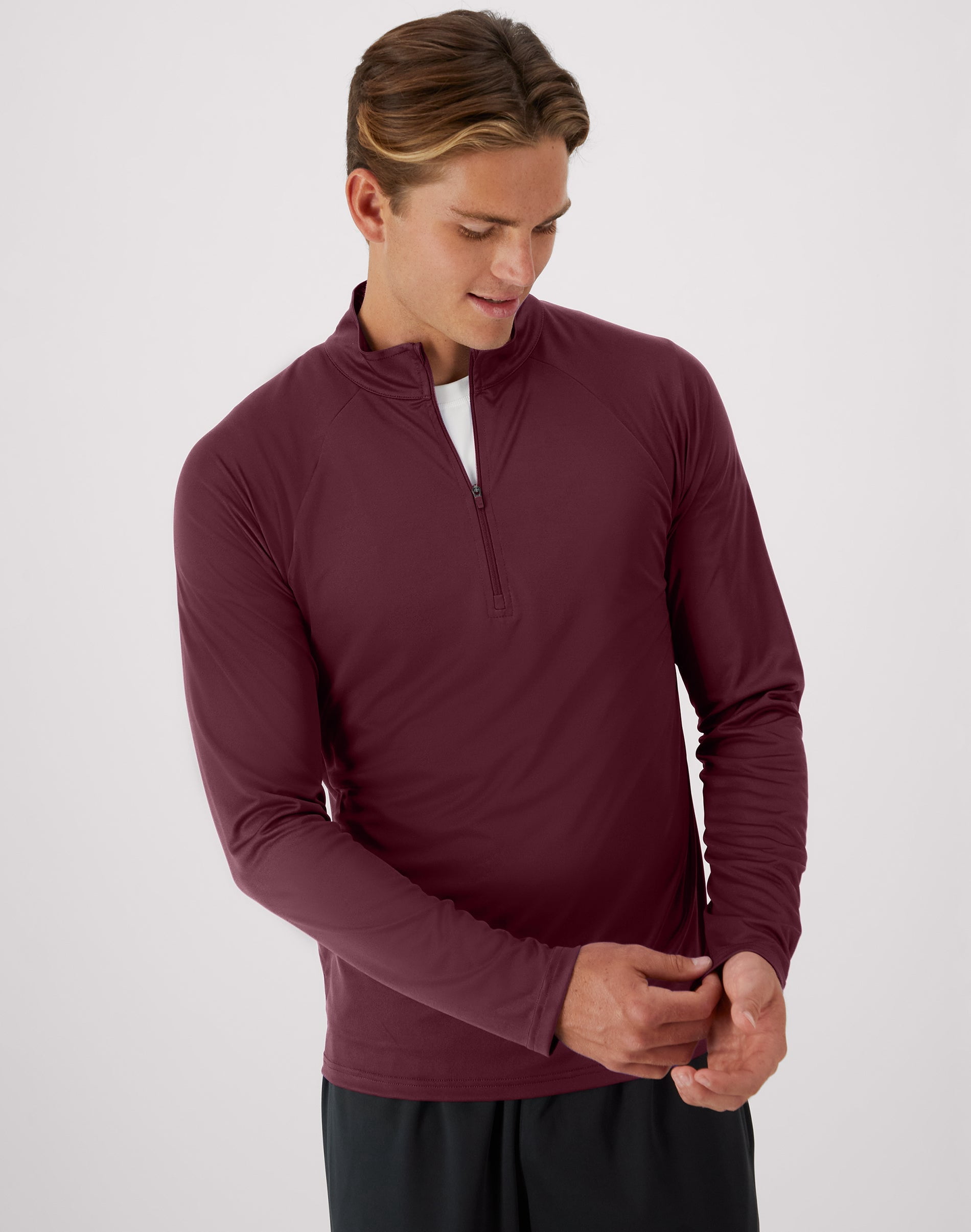 Cool DRI Men's Quarter Zip Pullover Long Sleeve Cool DRI Lightweight UPF rating of 40