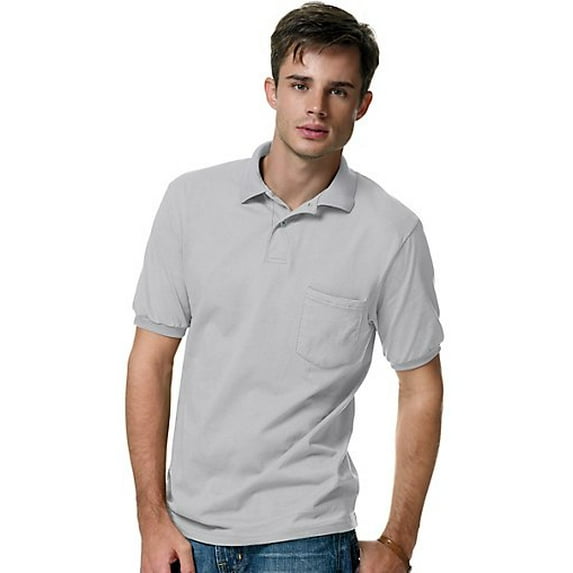 Hanes Men's Cotton-Blend EcoSmart Jersey Polo with Pocket