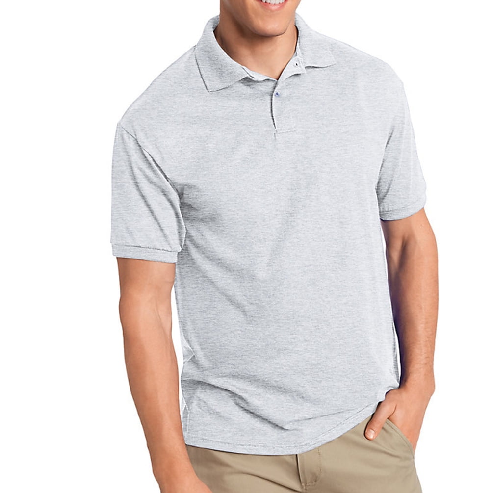 Hanes Men's Cotton-Blend Ecosmart&Reg; Jersey Polo , 054 , Ash , X-Large
