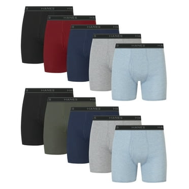 Hanes Men's Cotton Boxer Brief Underwear Pack, 10-Pack