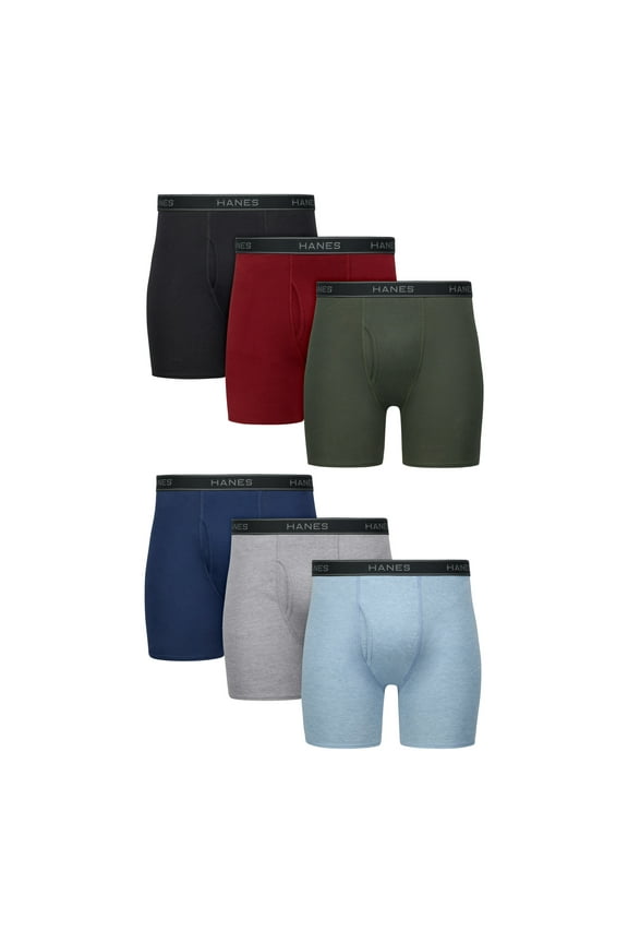 Underwear Boxer Briefs, 6-Pack, Moisture-Wicking Underwear, Cotton, Solids