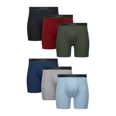 Hanes Men's Cotton Boxer Brief Underwear Pack, Moisture-Wicking, Assorted Solids, 6-Pack
