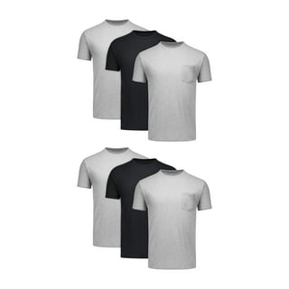 Hanes Men's Cotton Pocket T-Shirt Pack with Odor Control, Moisture-Wicking, Black/Grey, 6-Pack