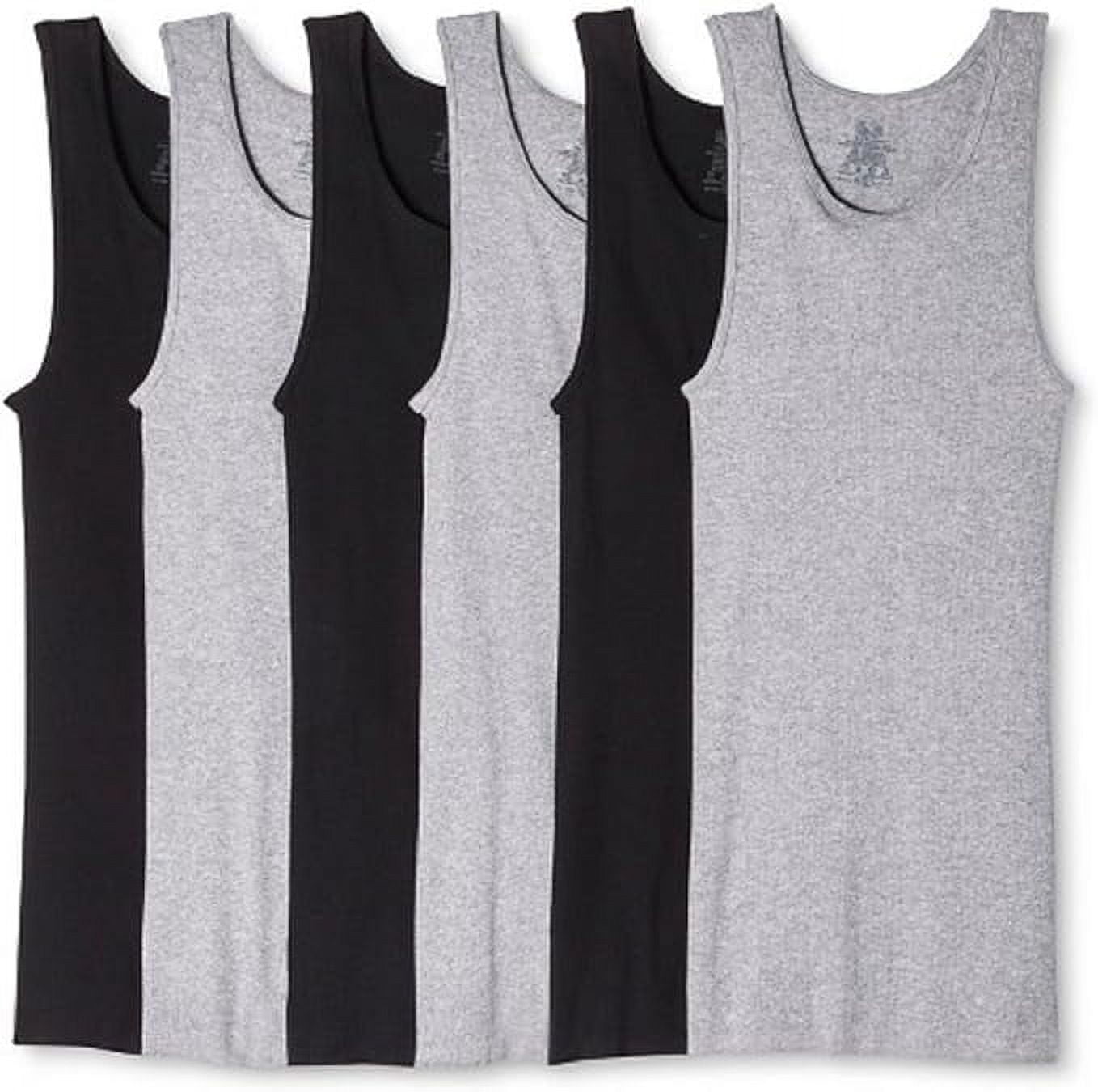 Hanes Men's Cotton Tank Undershirts Pack, Moisture-Wicking Ribbed Tanks, lightweight, Black/Grey Assorted (12-PACK), Medium 38-40"