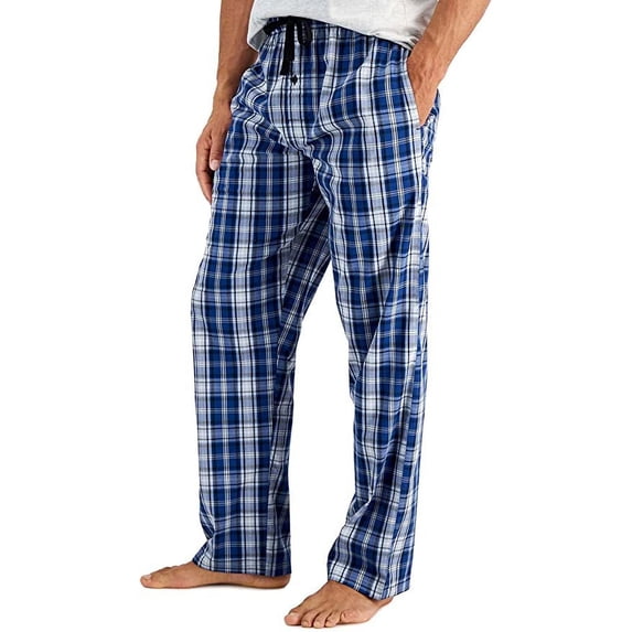 Hanes Men's Cotton Woven Pajama Pant, Blue Plaid, 3X-Large