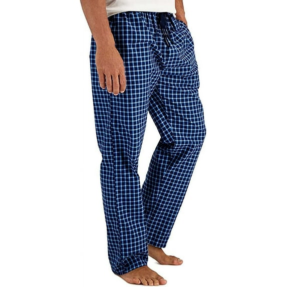 Hanes Men's Cotton Woven Pajama Pant, Navy Plaid, 2X-Large