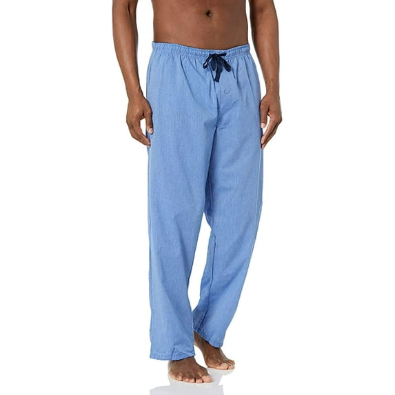 Hanes Men's Cotton Woven Pajama Pant, Solid Blue, Small