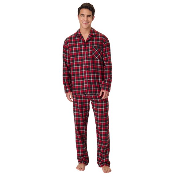 Hanes Men's Flannel Plaid Pajamas Set, 2-Piece, Sizes S-XXL, Red