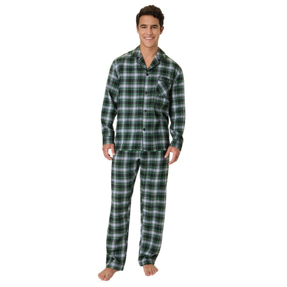 Hanes Men's Flannel Plaid Pajamas Set, 2-Piece, Sizes S-XXL, Green