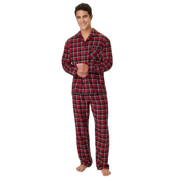 Hanes Men's Flannel Plaid Pajamas Set, 2-Piece, Sizes S-XXL, Red
