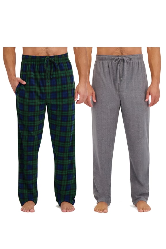 Men's Cozy Microfleece Pajama Sleep Pants, 2-Pack, Sizes S-2XL