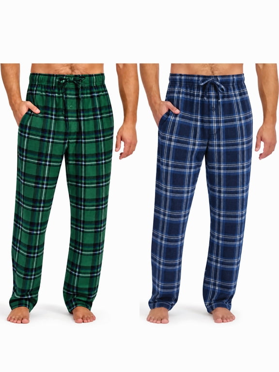 Men's Cozy Microfleece Pajama Sleep Pants, 2-Pack, Sizes S-2XL