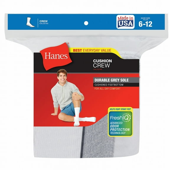 Hanes Men's Crew Socks, 12-Pack - 184V12