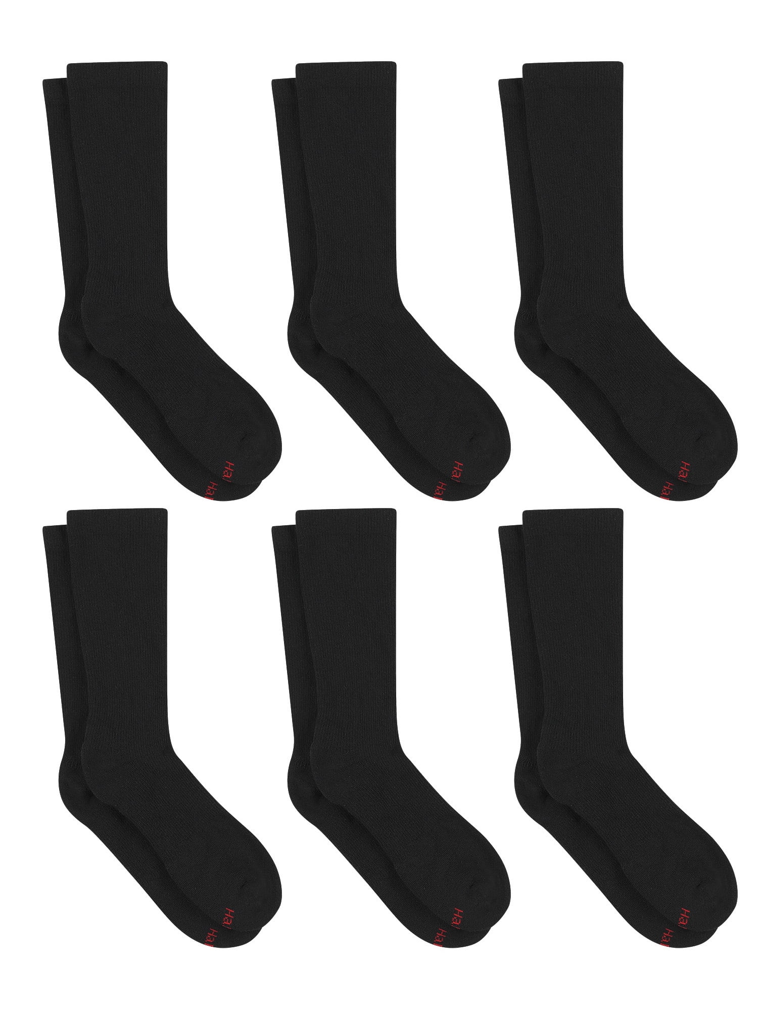 Hanes Men's Crew Socks, Compression, 6-Pack 