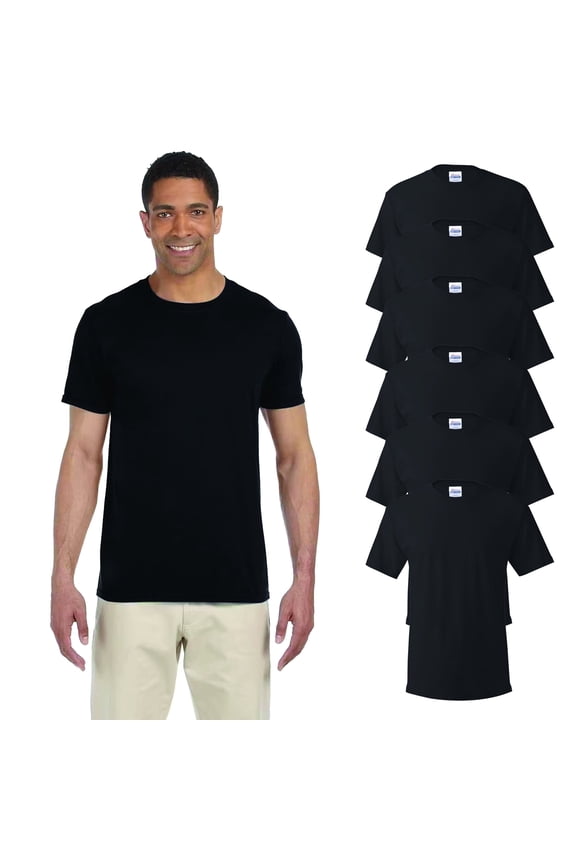 Men’s Crewneck T-Shirt, Essential 100 Cotton Short Sleeve Tee,6 Pack with Black, S