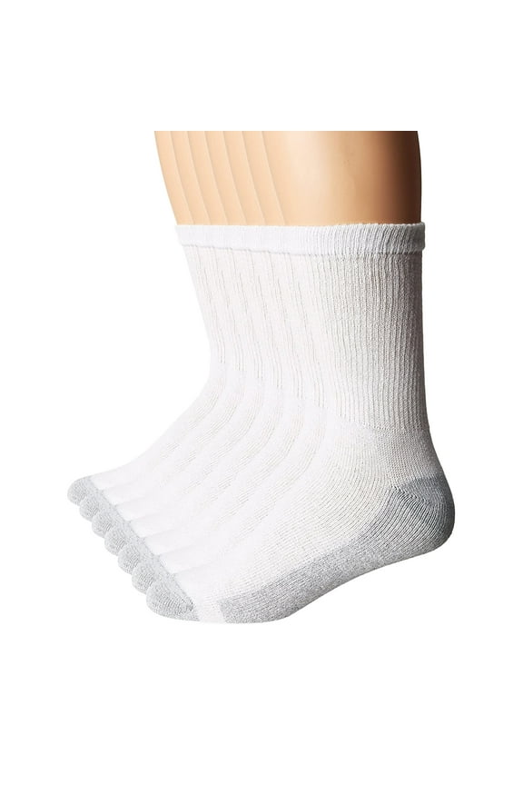 Men's Cushion Crew Socks, White (6 Pack)