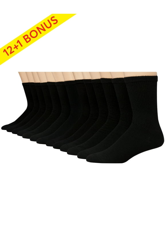 Men's Cushion FreshIQ Crew Socks 12 + 1 Bonus Pack