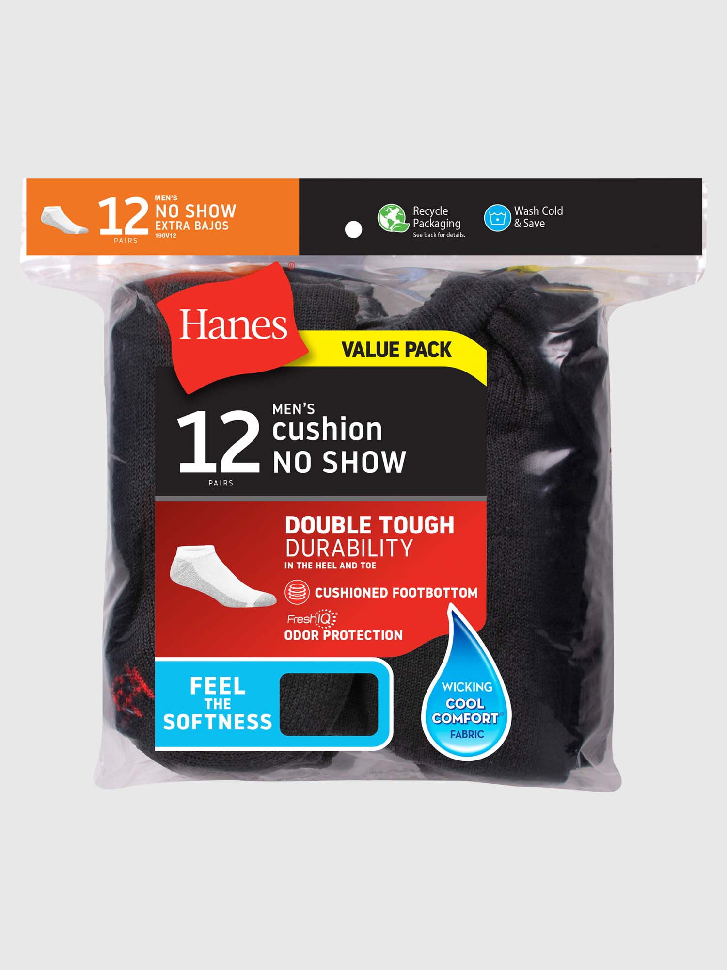 Hanes Men's Cushion No Show Socks, 12 Pack - Walmart.com