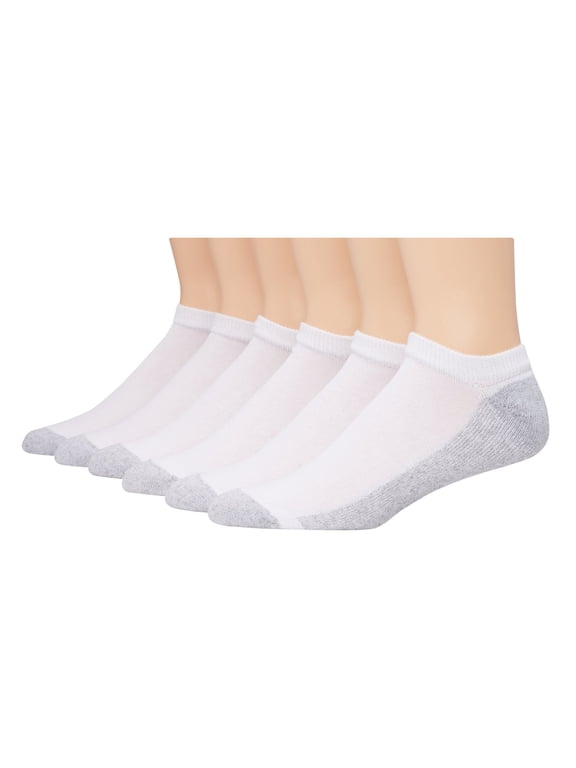 Men's Cushion No Show Socks, 6-Pairs White 6-12