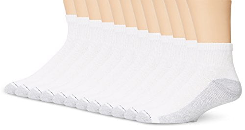 Hanes Men's Cushioned FreshIQ Odor Control 6-Pack Ankle Socks, White, Shoe Size: 6-12