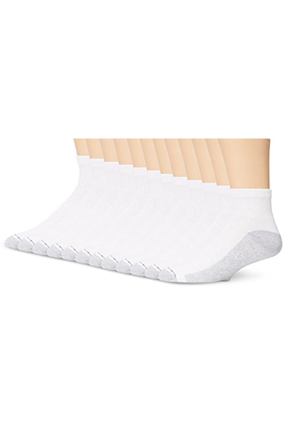 Men's Cushioned FreshIQ Odor Control 6-Pack Ankle Socks, White, Shoe Size: 6-12