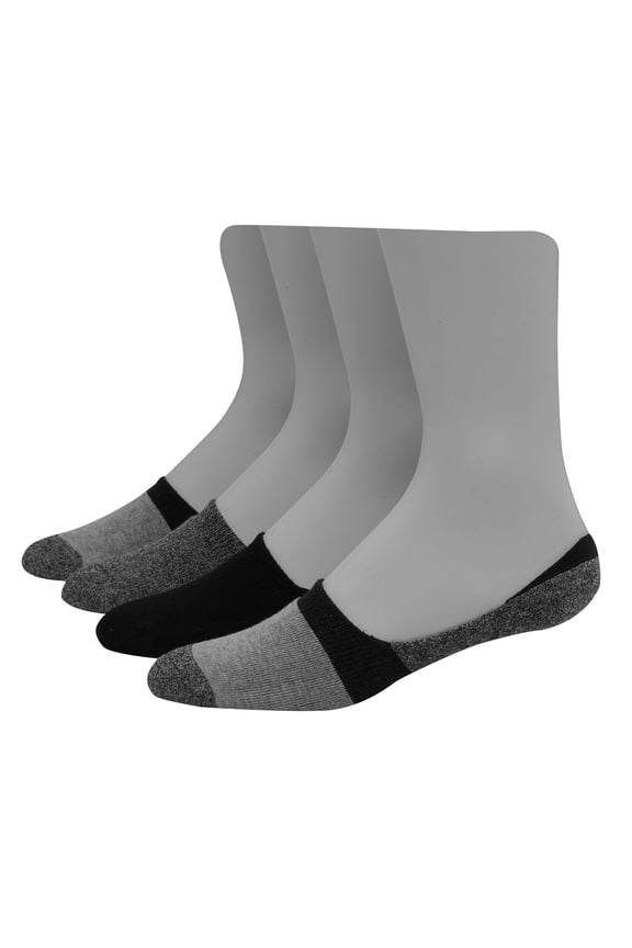 Men's Cushioned Liner No-Show Socks, 4-Pack Grey/Black Colorblock 6-12