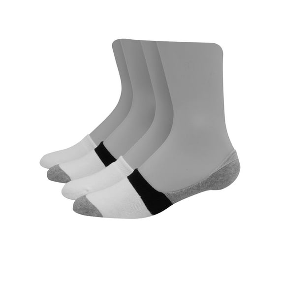 Hanes Men's Cushioned Liner No-Show Socks, 4-Pack White Colorblock 6-12