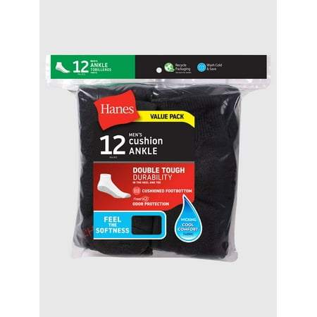 Hanes Men's Double Tough Big & Tall Ankle Socks, 12-Pack