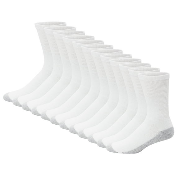Hanes Men's Double Tough Durability Crew Socks, 12-Pack