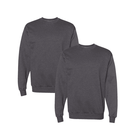 Hanes Men's EcoSmart Crewneck Sweatshirt, Long Sleeve Fleece Pullover, Charcoal Heather, 2-Pack, M