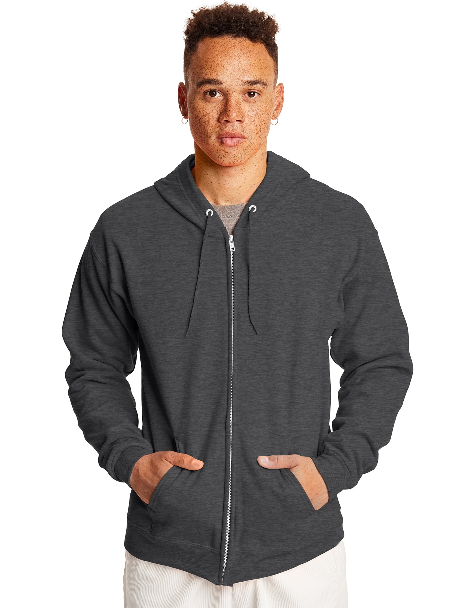 Hanes Men's EcoSmart Fleece Zip-up Hoodie, up to Size 3XL - Walmart.com