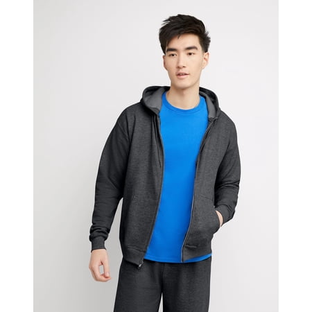Men's Hanes® EcoSmart Fleece Full-Zip Hooded Jacket Color: Charcoal Heather1 Size: L