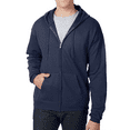 thumbnail image 1 of Hanes Men's EcoSmart Full-Zip Hooded Sweatshirt, Long Sleeve Pullover Pocket Hoodie, Navy, 3XL, 1 of 5