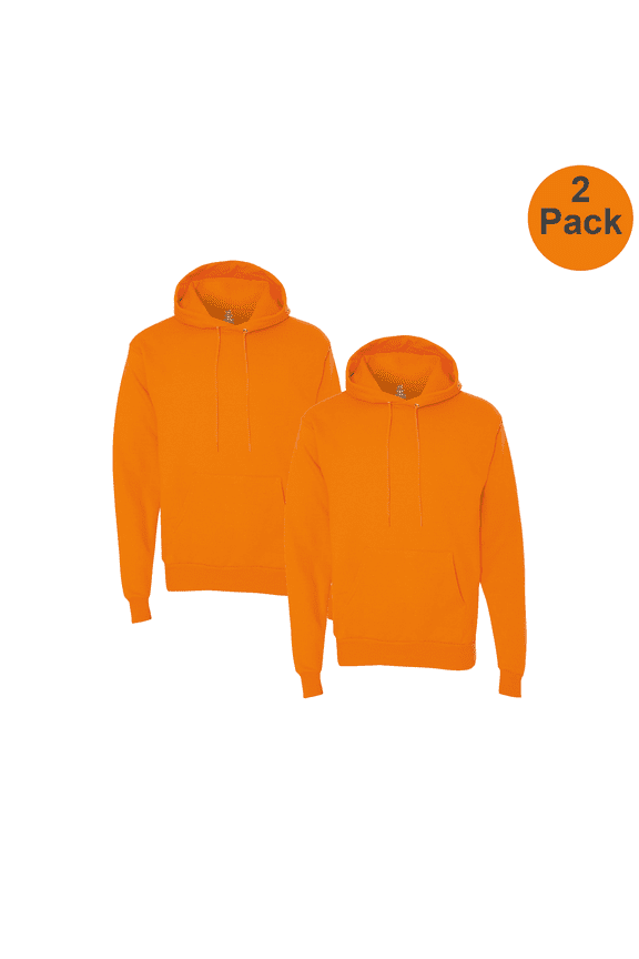 Men's EcoSmart Hi-Vis Hoodie, 2-Pack, Moisture-Wicking Hooded Sweatshirt, Safety Orange, S